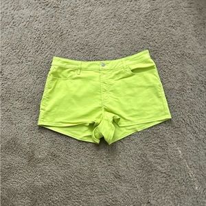 High Rise Neon Yellow Shorts